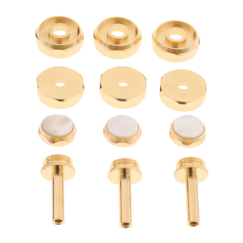 Golden Metal Trumpets Finger Buttons, Valve Caps Screw Cover, Trumpet Repairing Maintenance for Trumpeters