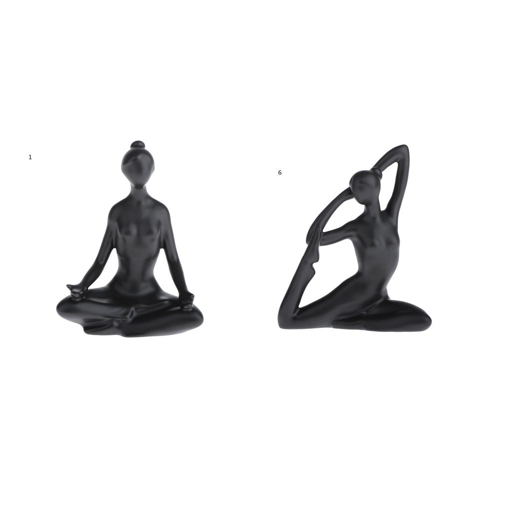 2x Home Yoga Girl Ornament Ceramic Crafts Ornament Creative Home Furnishing