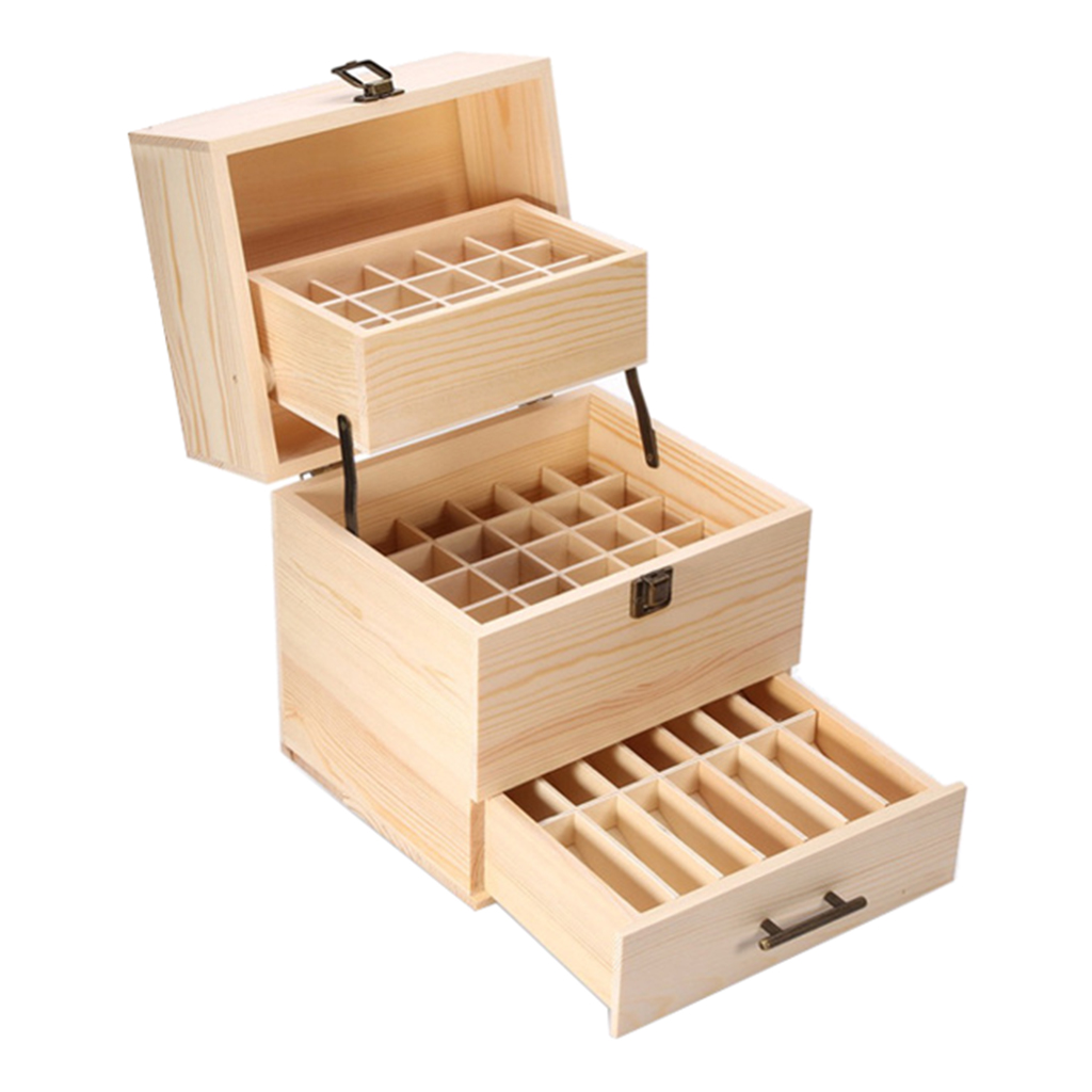 Nautral Pine Essential Oil Oil Wooden Box Aroma Oil Storage Case 59 Capacity