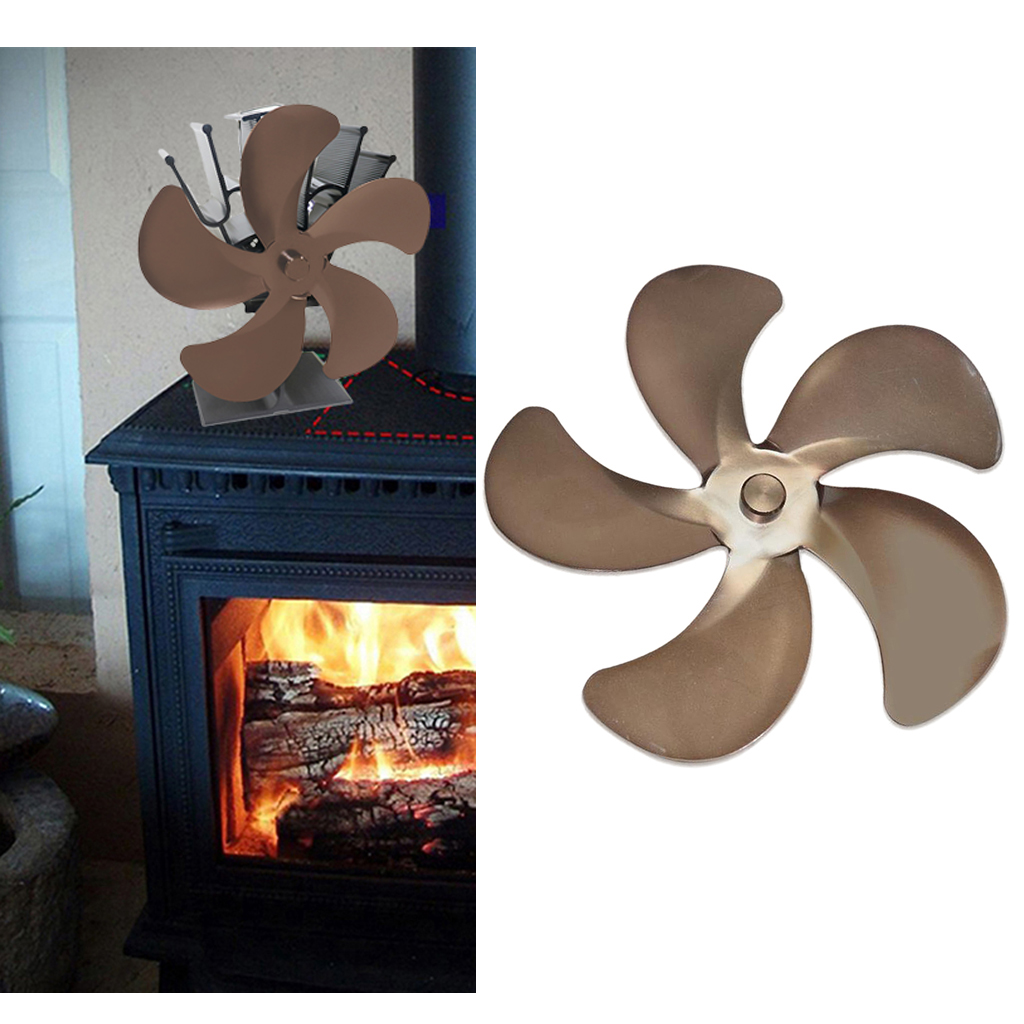 5 Blade Wood   Fan Fireplace Fire Heat Power Saving Eco Fan Replacement