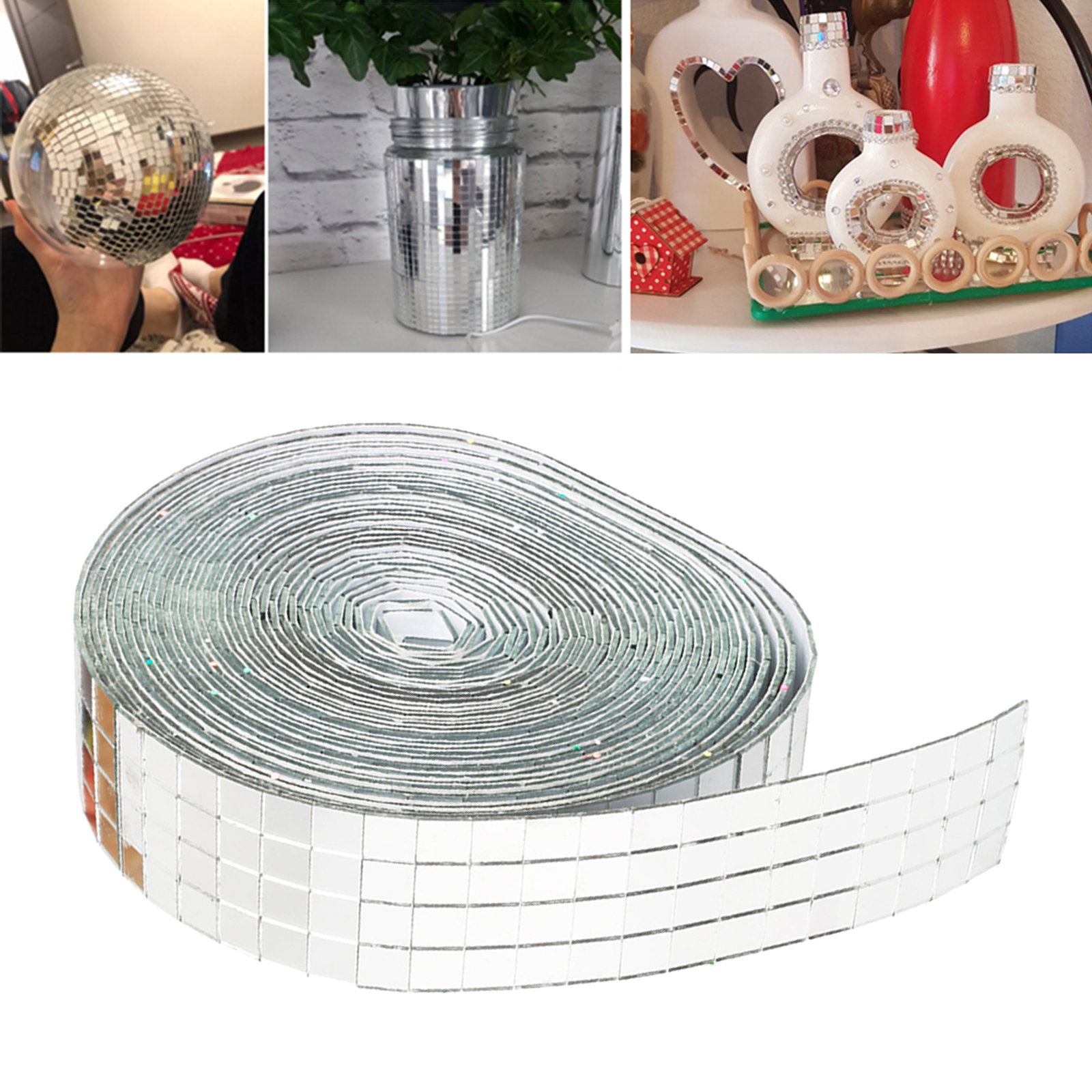 1464 Pieces Self-Adhesive Mosaic Tiles Square Glass Mirrors Mosaic Tiles Mirror for DIY Craft Decoration (Gold Silver Choose)