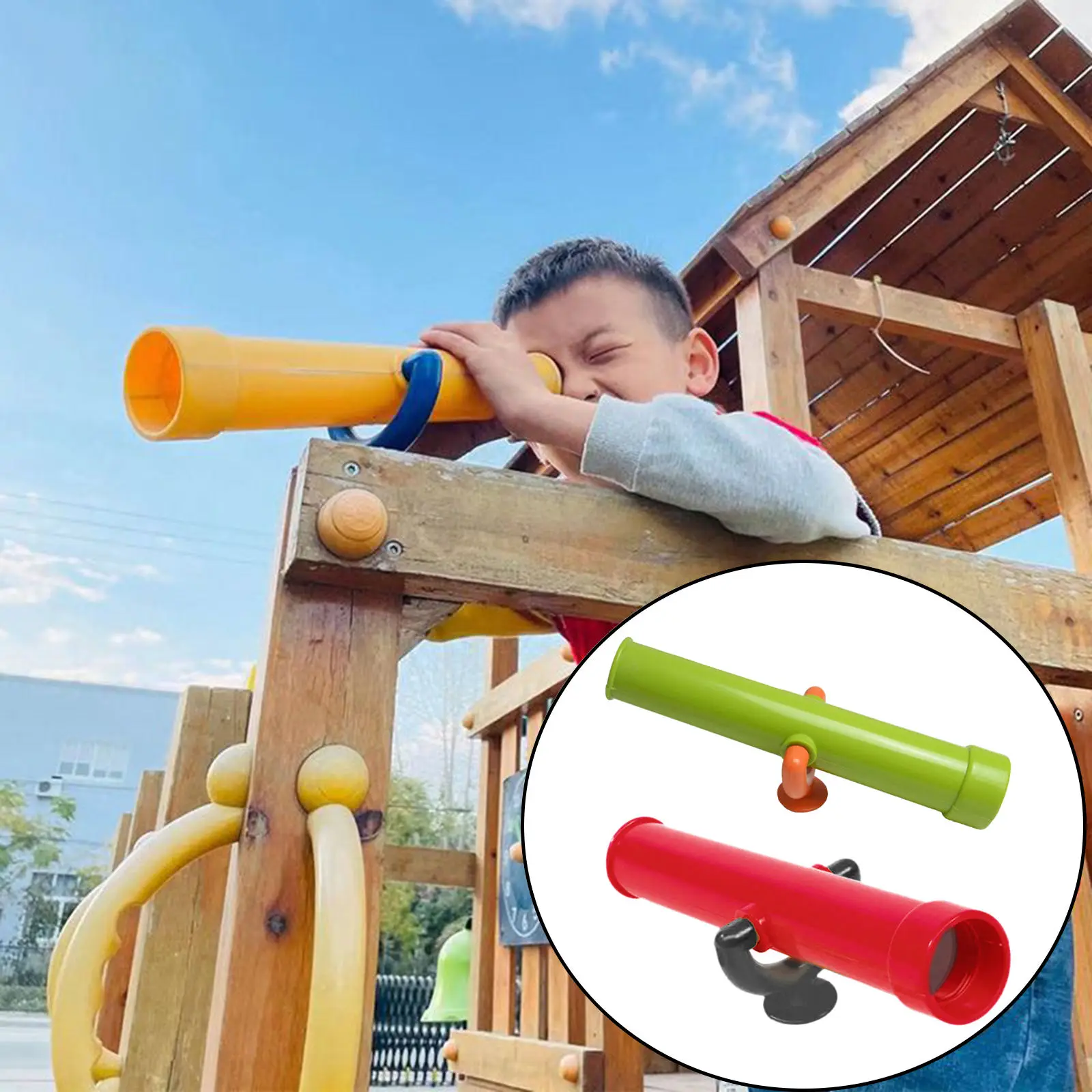 Creative Playground Monocular Telescope Plastic Pretend Play Science Toy Playhouse Slide Swing Set Amusement Park for Kids