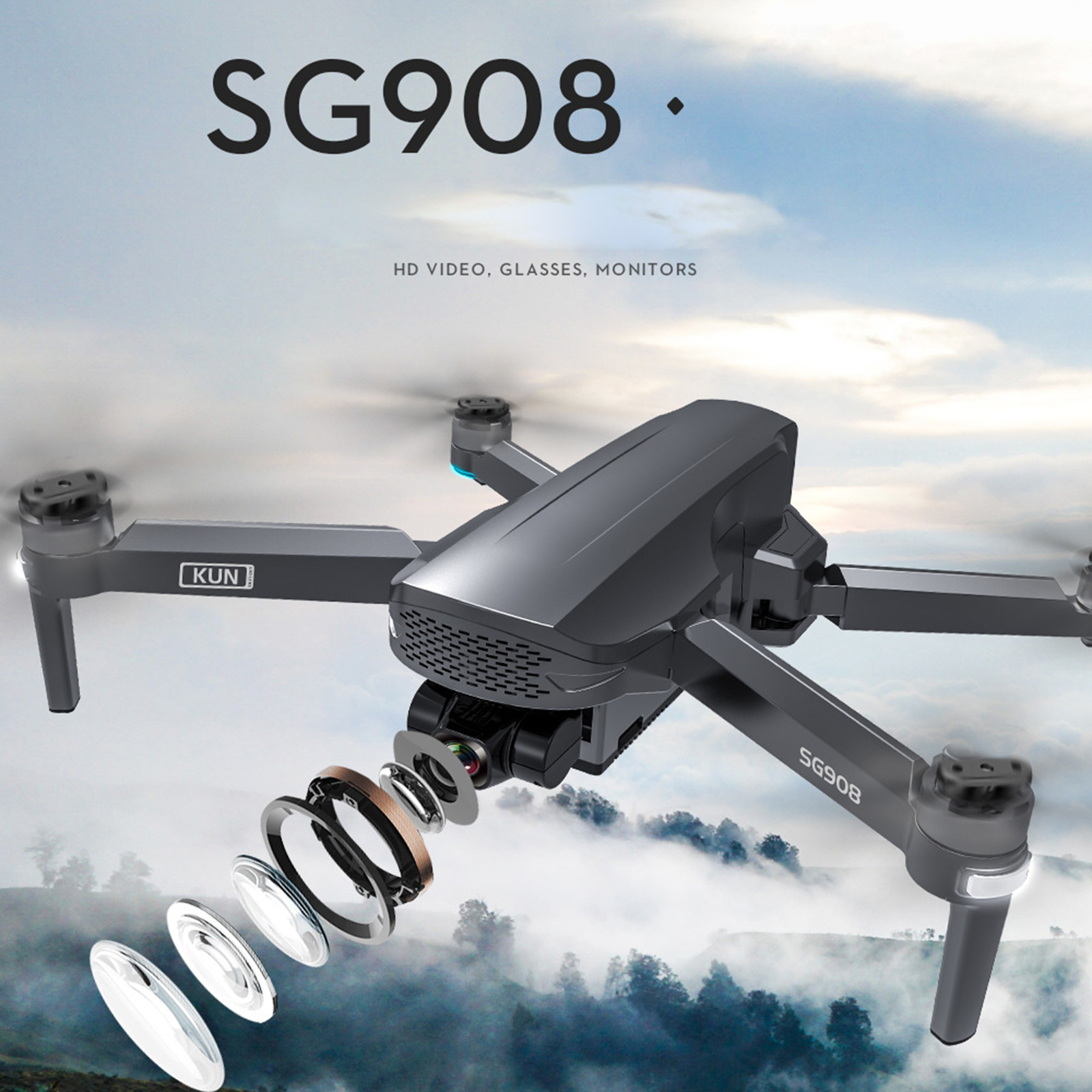 5G Wifi Drone GPS 4K HD Camera Foldable RC Quadcopter Helicopter Follow Me, 1200m Remote Control Distance