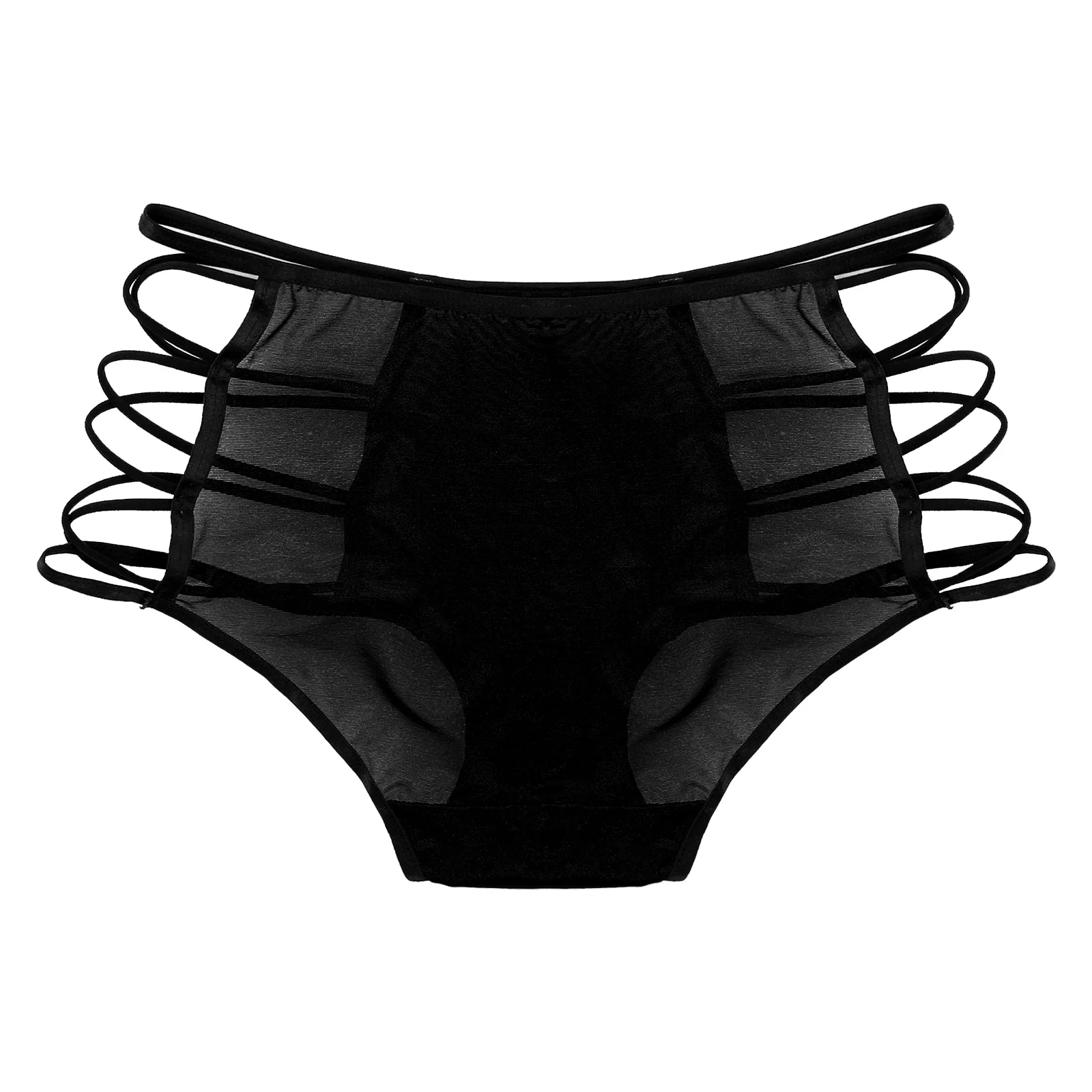 Sexy Mens Sissy Lingerie Semi-see Through Crisscross Side Briefs Hollow Out Silky Panties Mid Waist Elastic Waistband Underwear womens boxer shorts