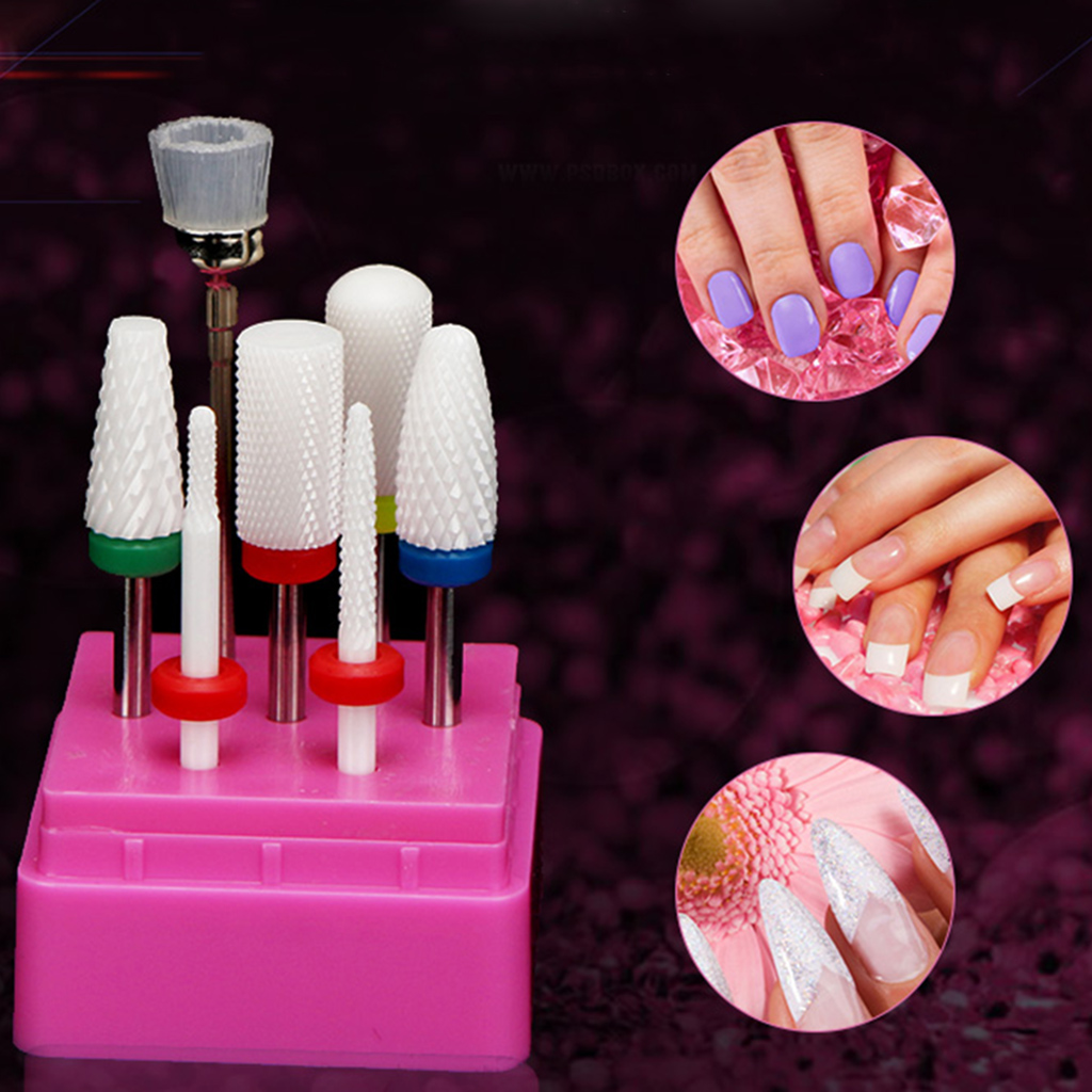 7Pc Ceramic Nail Art Polishing Head Drill Bit DIY Manicure Buffing Bits Set