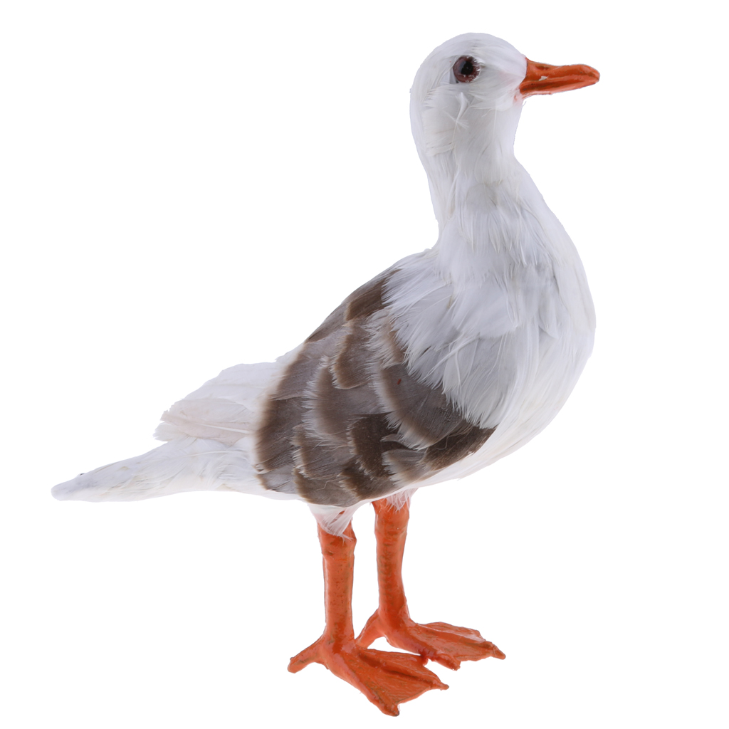Realistic Feathered Seagull Birds Sculpture for Home, Garden, Beach Seaside,