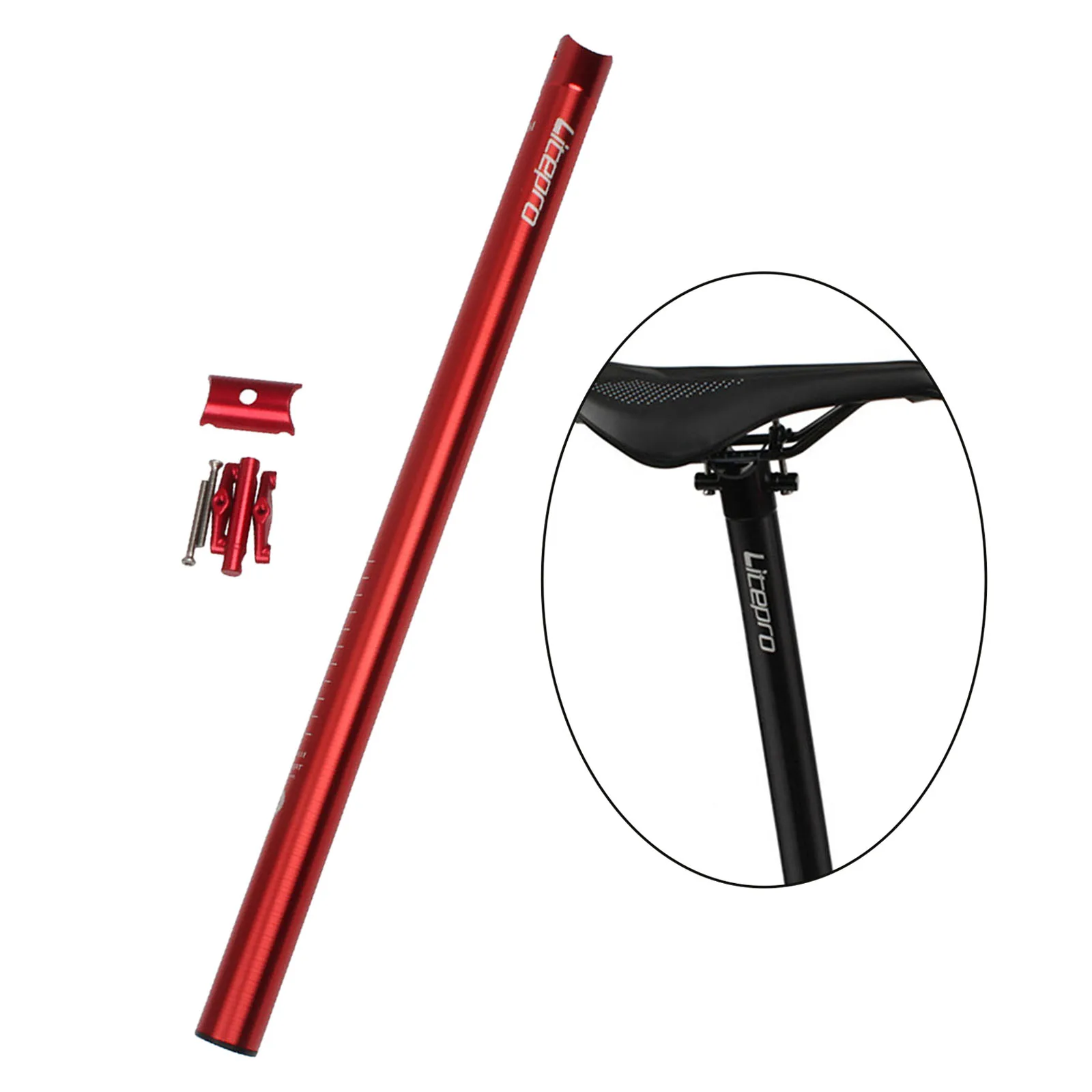 Folding Bike Seat Post, Aluminium Alloy Long Bicycle Seat Post Replacement for (31.8)