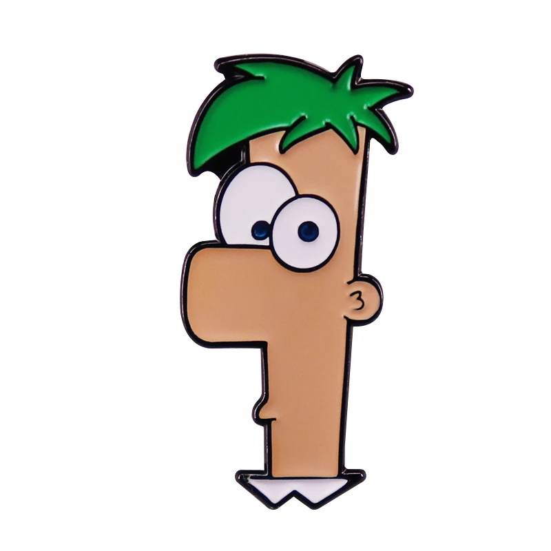 Cartoon Tv Show Phineas And Ferb Enamel Pin Green Hair Boy Brooch Badge -  Brooches - AliExpress
