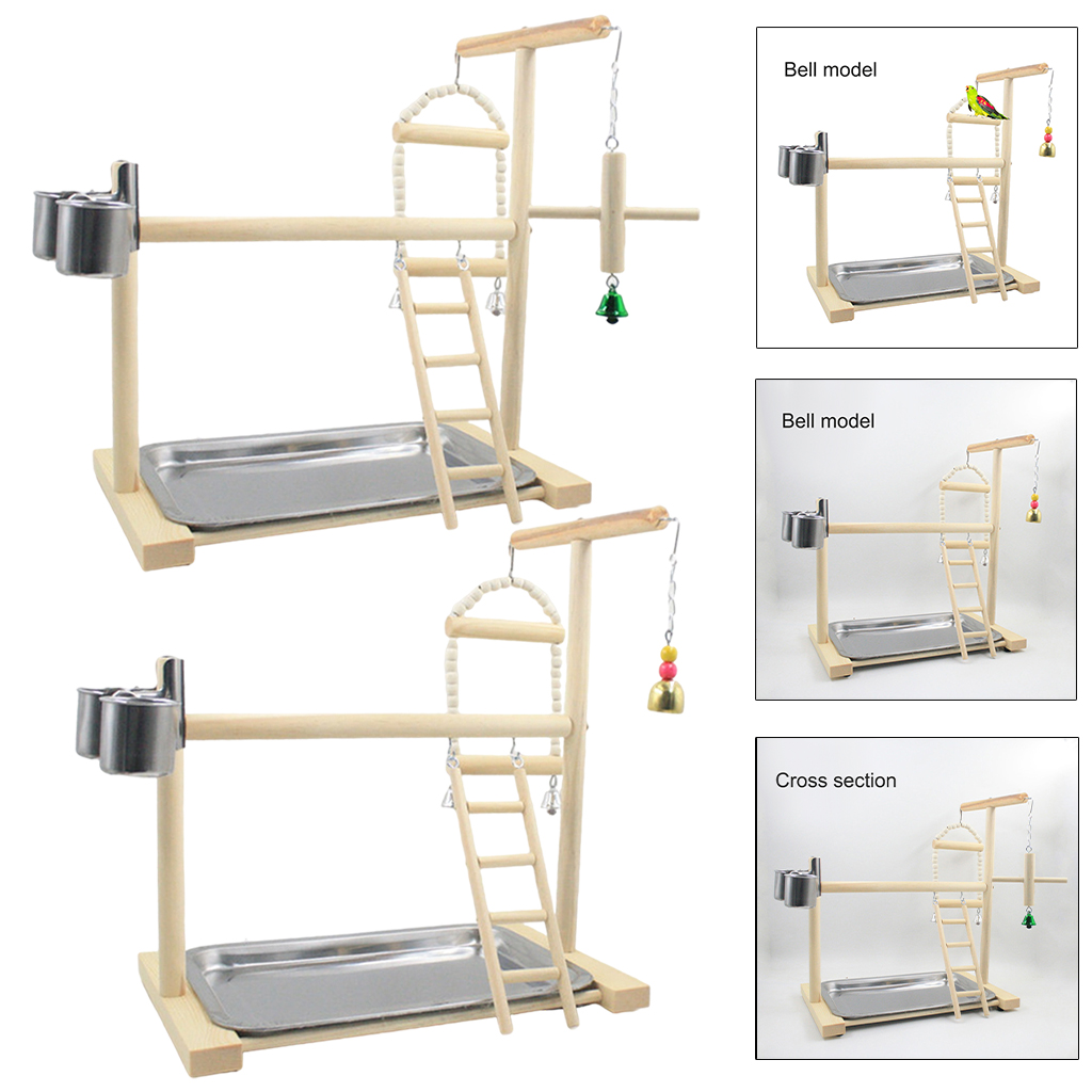 Parrot Play Stand with Feeder Cups Toys Bird Swing Hanging Ladder Cockatiel Playground Bird Perches Playpen Accessories
