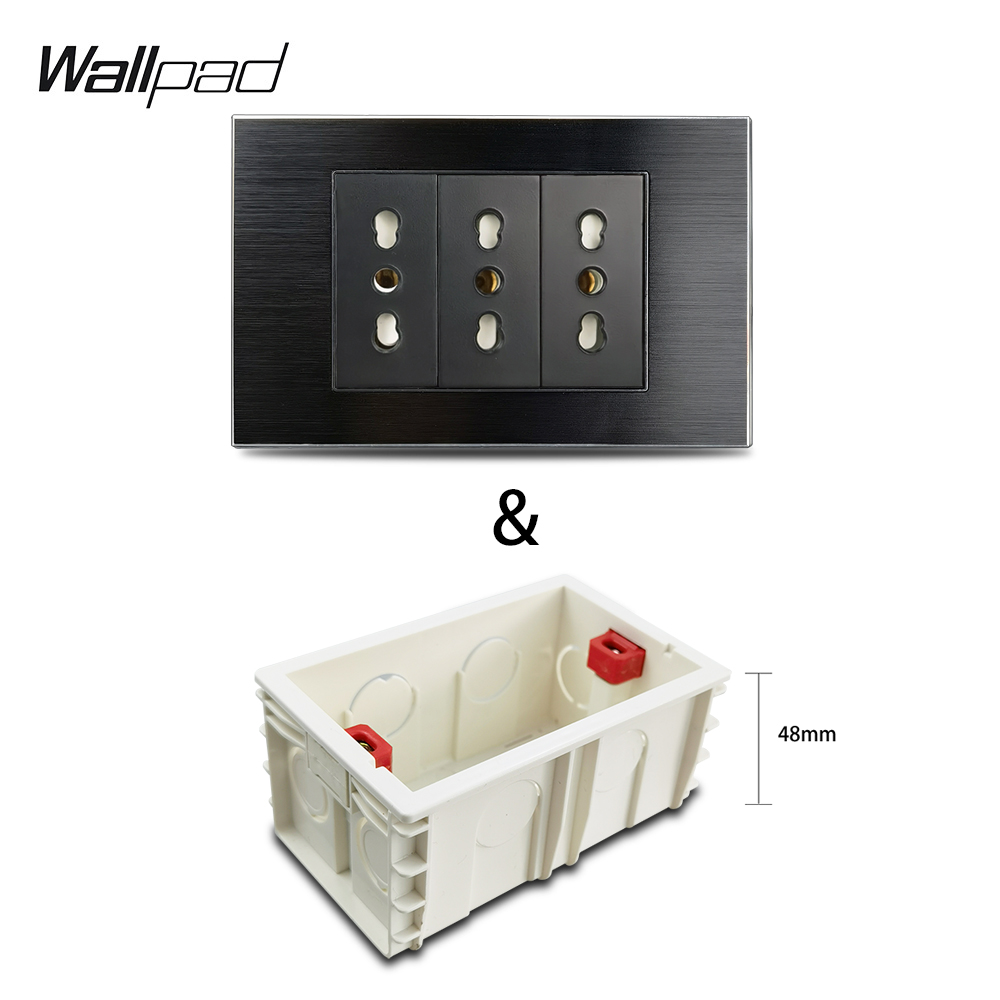 118*75mm Italienische Steckdose Wallpad L3 Schwarz Aluminium Wand Panel Triple ES ITA Walll Elektrische Steckdose – Detail 7