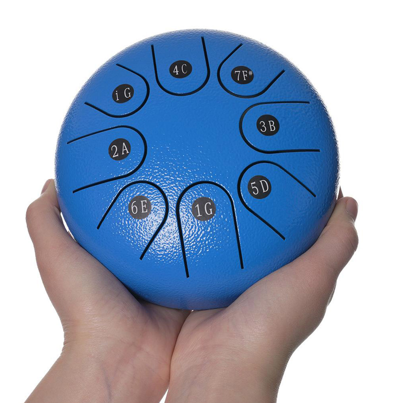 1pc Mini 8 Notes 6in Steel Handpan Tongue Drum Standard C Key and Drumsticks Carry Bag Gifts Blue