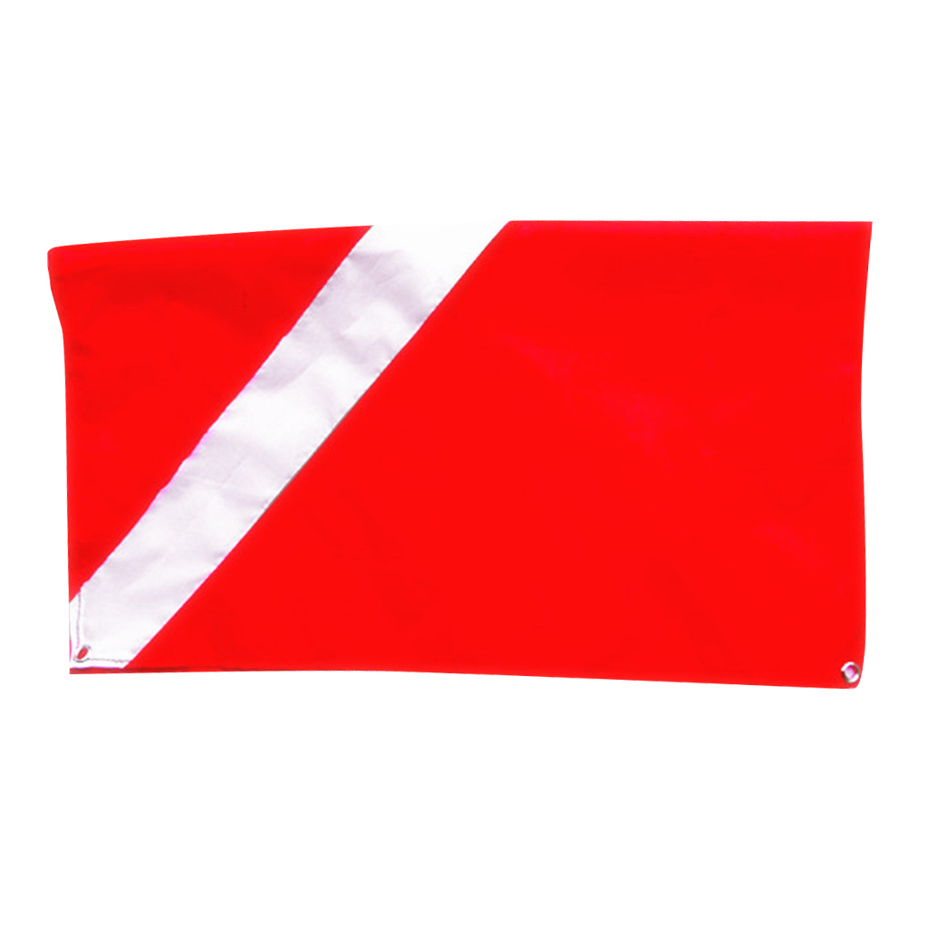 Nylon Diver-Down Boat Flag, Red & White Scuba Dive Flag Marker Banner 20x24'' Diver Down Flag Diving Safety Gear