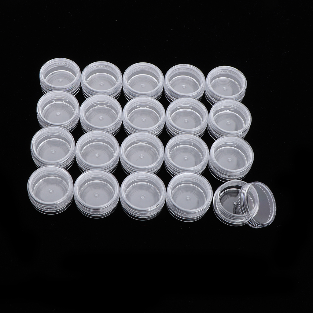 20, 3g, Round Plastic Jar, BPA Free, Empty Cosmetic Container W/ Screw Lids
