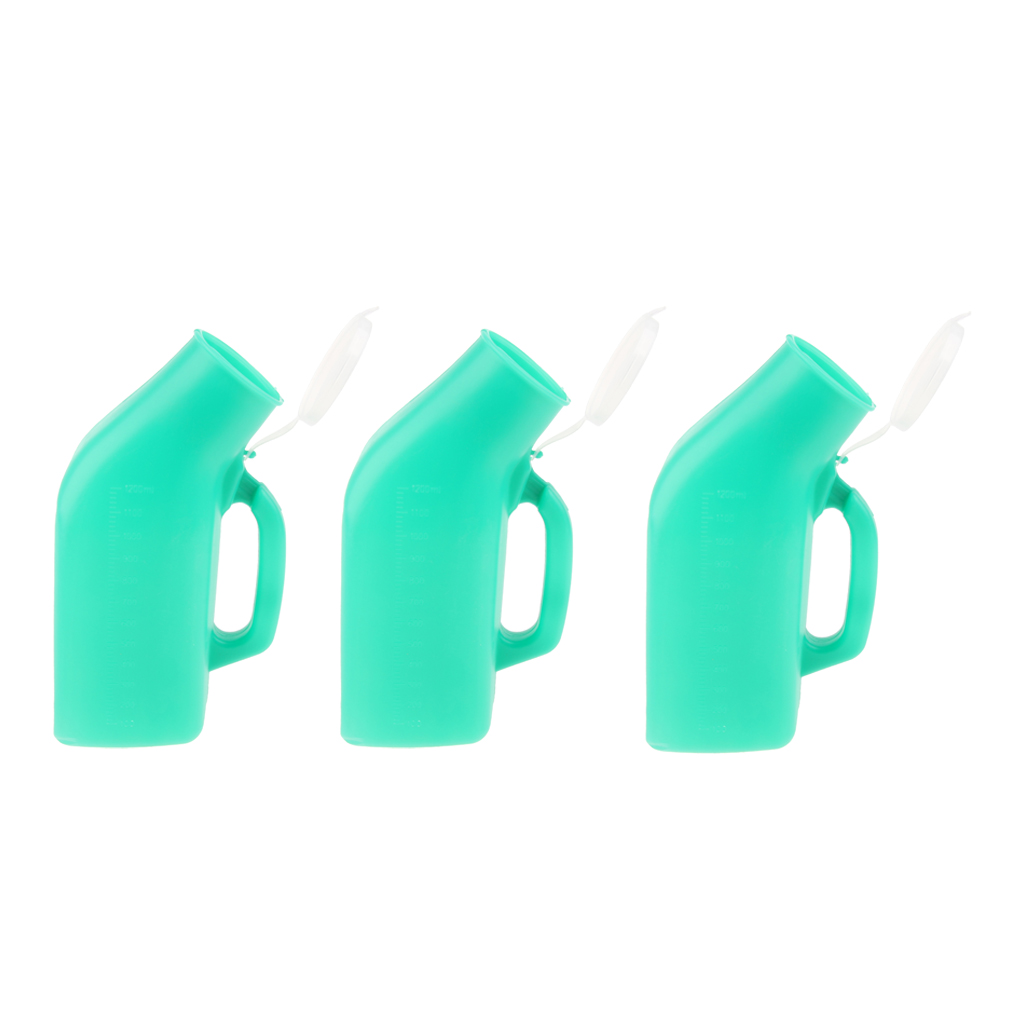 3 Pcs 1000ml Elder Urinal Bottle Chamber Pot Emergency Toilet Pouch W/Lids