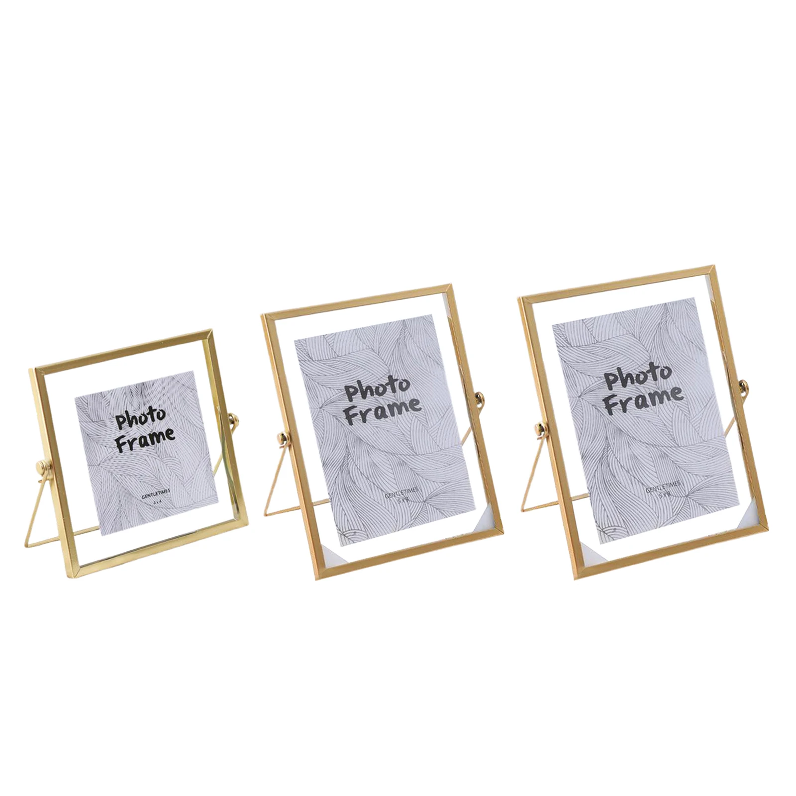Square Glass Picture Frame Collection Golden Thin Metal Floating Photo Frame for