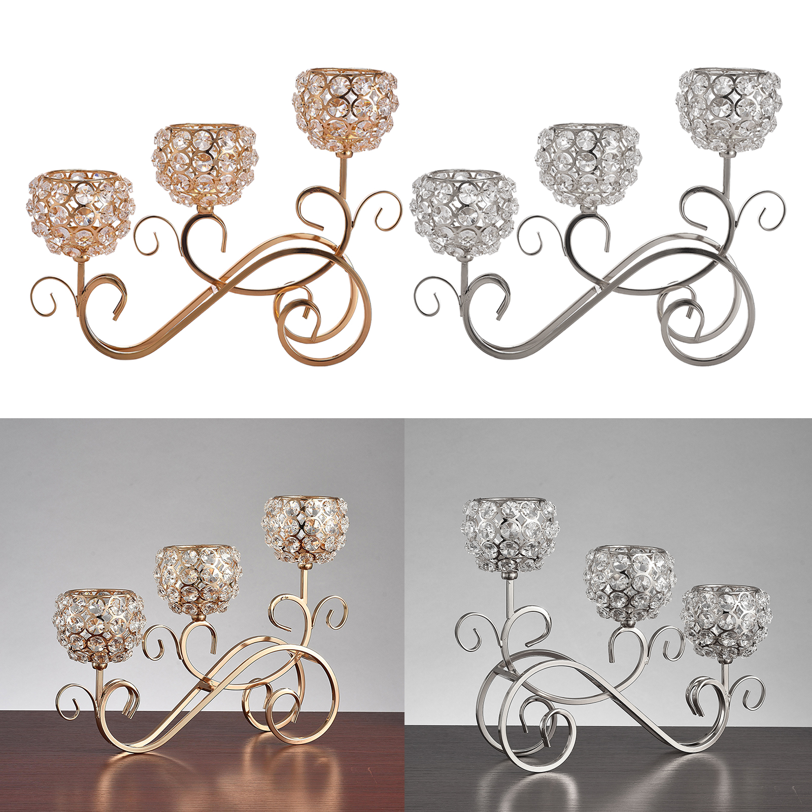 Crystal Candle Holder 3 Arms Candelabra Wedding Table Ornament Candlelight Goblet Candle Holder Home Ornament