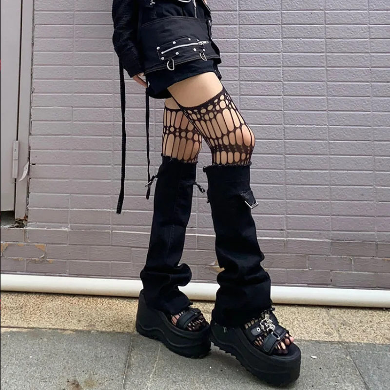 Japanese Harajuku Hollow Fishnet Stockings Tights Women Fashion Hollow Out Black Gothic Full Body Fishnet Stockings Pantyhose
