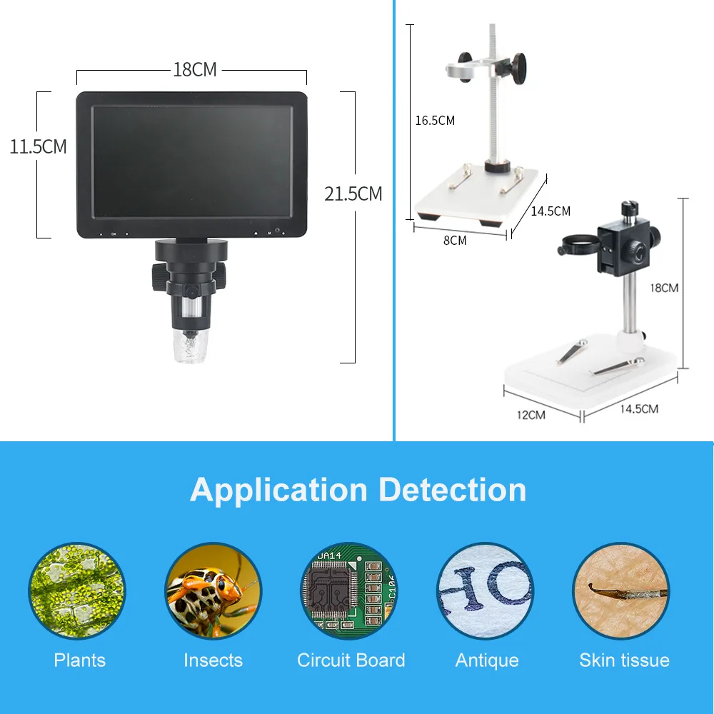 New 7-inch Rotating Screen High-definition Electronic Industrial Microscope Digital Magnifying Glass for Phone Watch Repairing home camera system