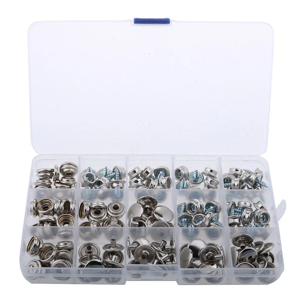 150Pcs Stainless Steel Boat Marine Canvas Fabric Snap Cover Button And Socket Kit Tent Fastener Tool