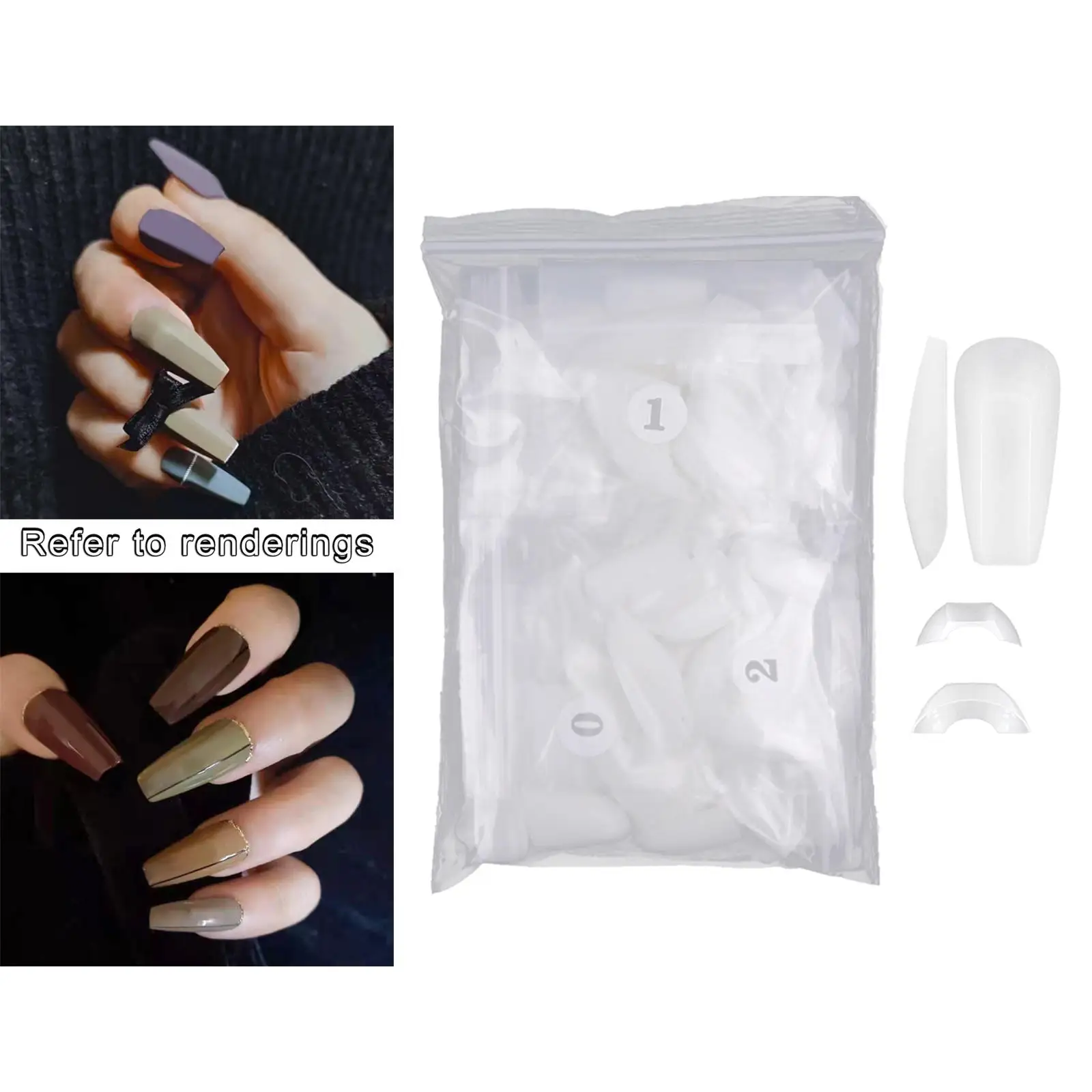 504x False Nail Tips Simple Operation Manicure Nail Care Artificial Portable for Parties Weddings Appointments Lady Girls
