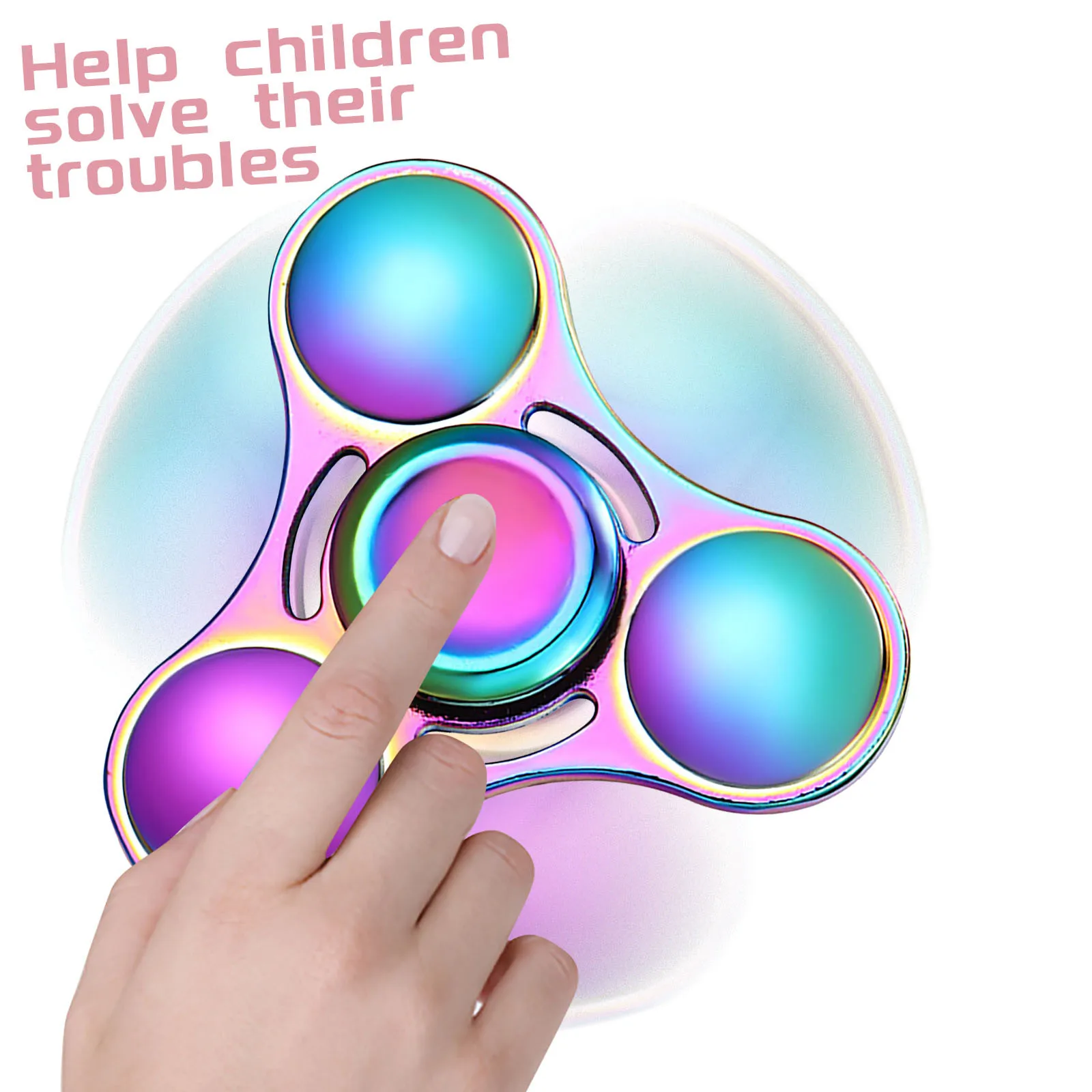 Christmas Gift Rainbow Fidget Spinner Finger Hand Focus Spin Anti Stress Toy UK 