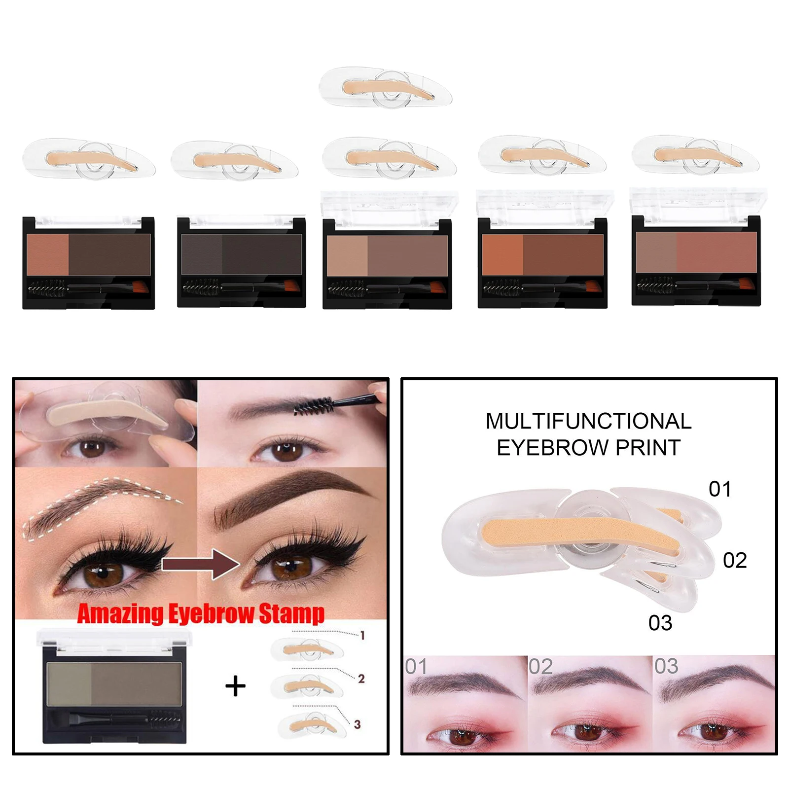 Adjustable Eyebrow Template Stamp Sponge Stencils Eye Makeup Natural Brow Type Quick Make Up Seal Cream Professional Eyebrow