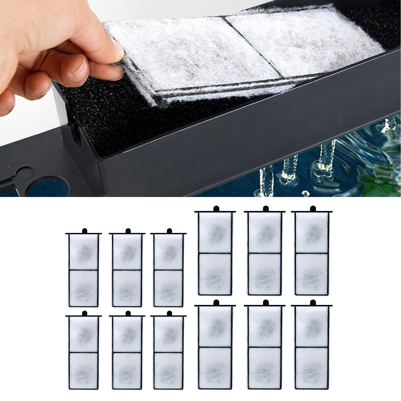 6Pieces White Aquarium Fish Tank Thick Biochemical Cotton Filter Pad Mat Media Sponge Fish Tank Fiber Bio Foam Filter