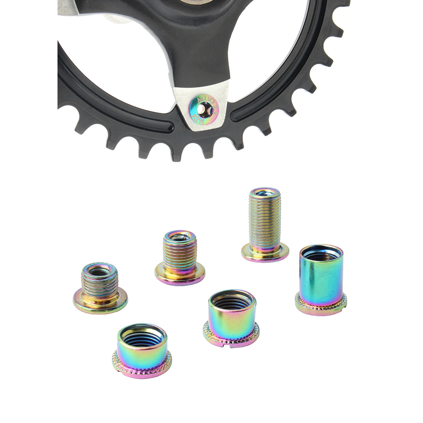 5x Steel Chainring Bolt Nuts Bicycle Chainwheel Screws Anti-Rust Nut Repair Part