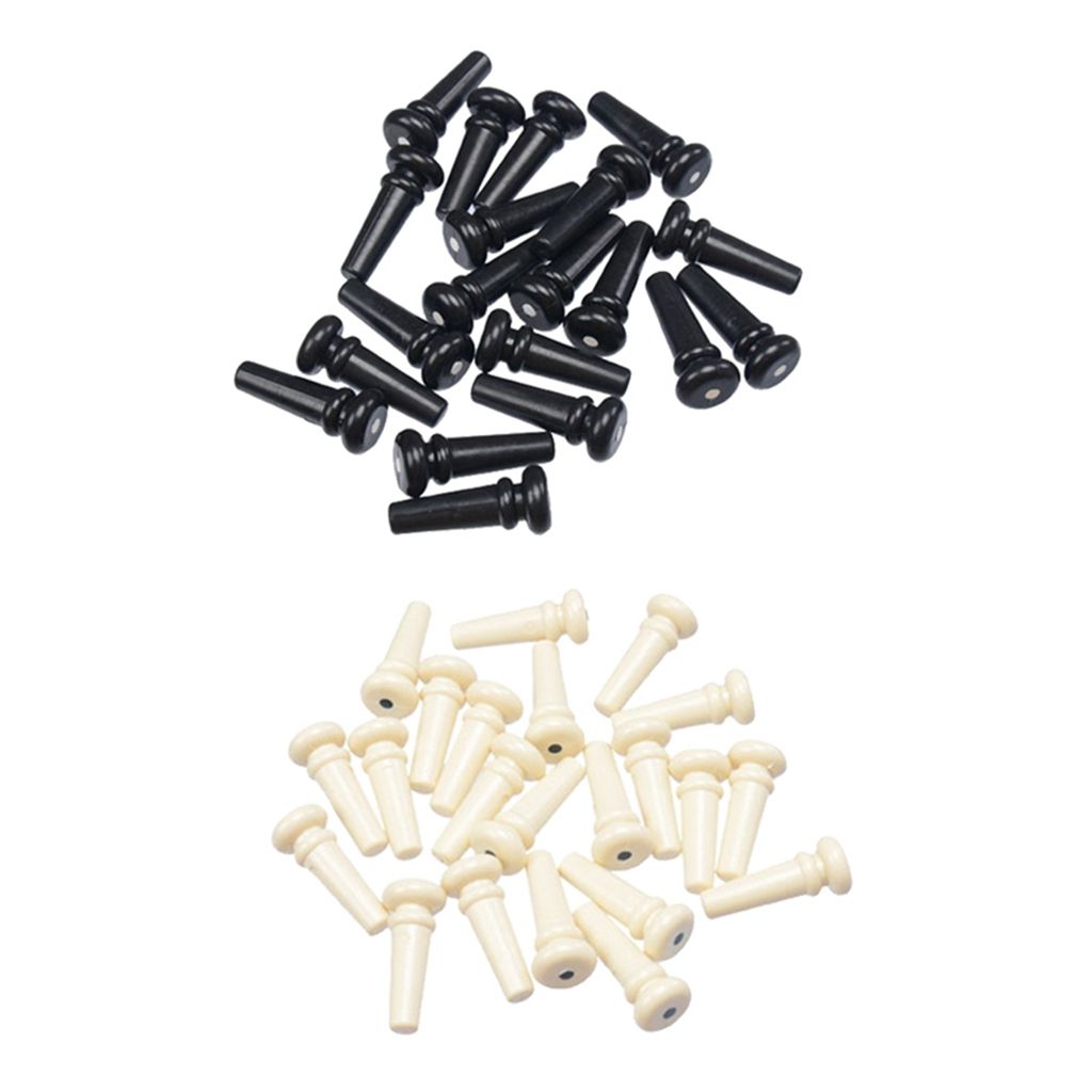 20pcs Acoustic Folk Guitar Plastic Endpins with Dot Inlay Black
