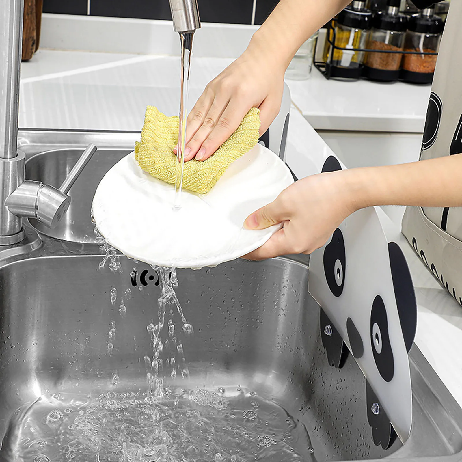 Marrón Ogquaton Lavabo de alta calidad para la cocina Fregadero de ventosas Agua Protección contra salpicaduras Lavado de platos Tablero deflector Herramientas para el hogar 