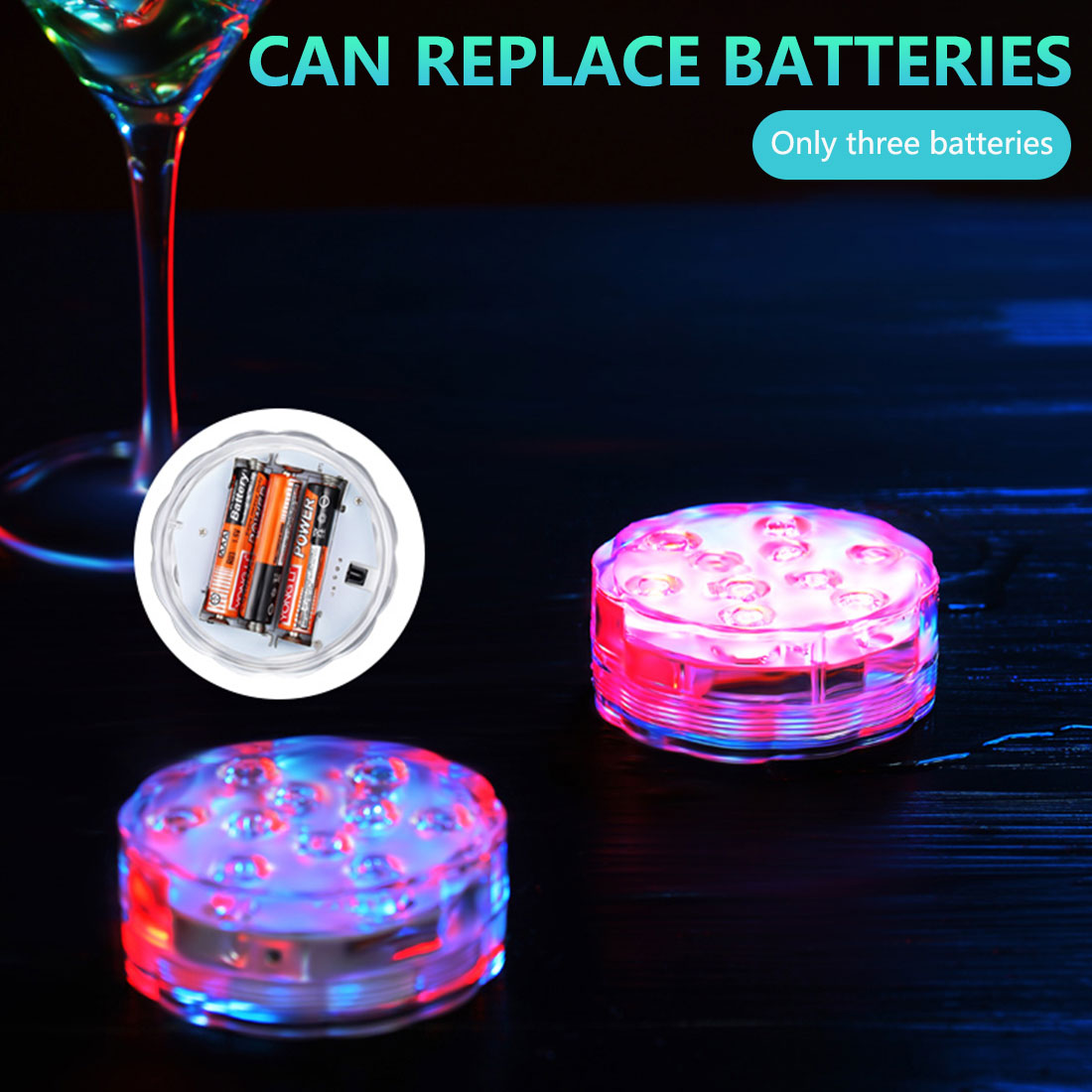 Subaquática para Tanque de Peixes Led à Prova Dwaterproof Água Bateria Operado Multi Cor Submersível Led Luz Lagoa Piscina Festa Casamento 12 8 Luzes e Iluminação