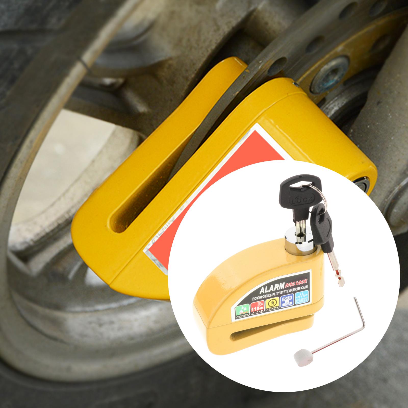 Motorcycle Disc Lock Heavy Duty with Alarm 110dB 6mm Pin Disc Brake Lock for MTB Scooter Bike Theft Prevention