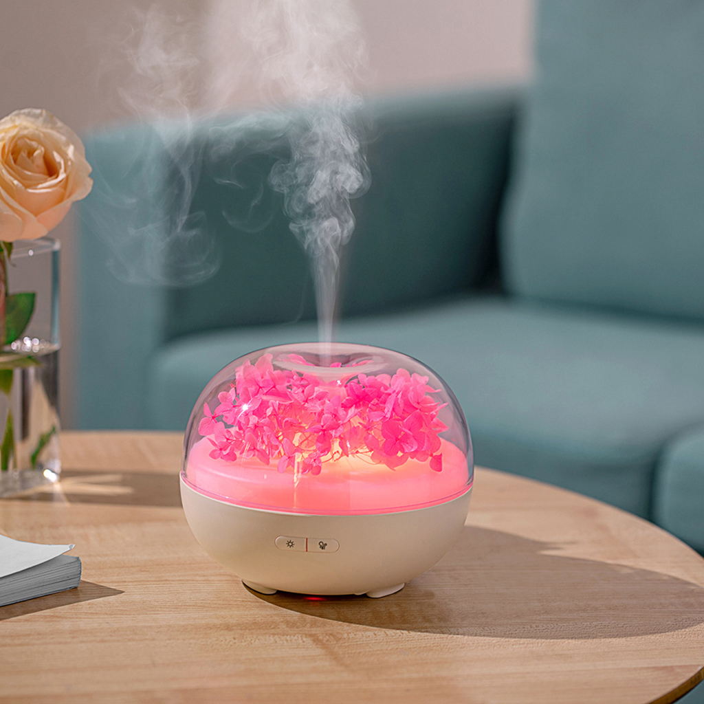 180ML USB Aroma Diffuser Everlasting Flower Ultrasonic Cool Mist Humidifier Air Purifier 7 Color LED Night light for Office Home