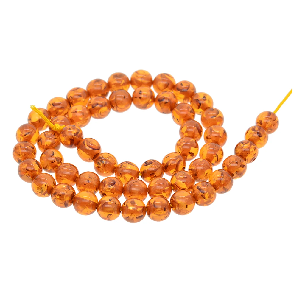8mm Synthetical Artificial Amber Spacer Beads Jewelry Findings Honey Brown