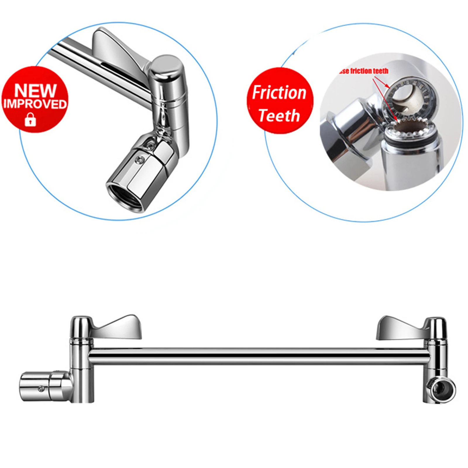 Adjustable Shower Arm Extension Stainless Steel Shower Head Extension Arm with High Polished Chrome Finish