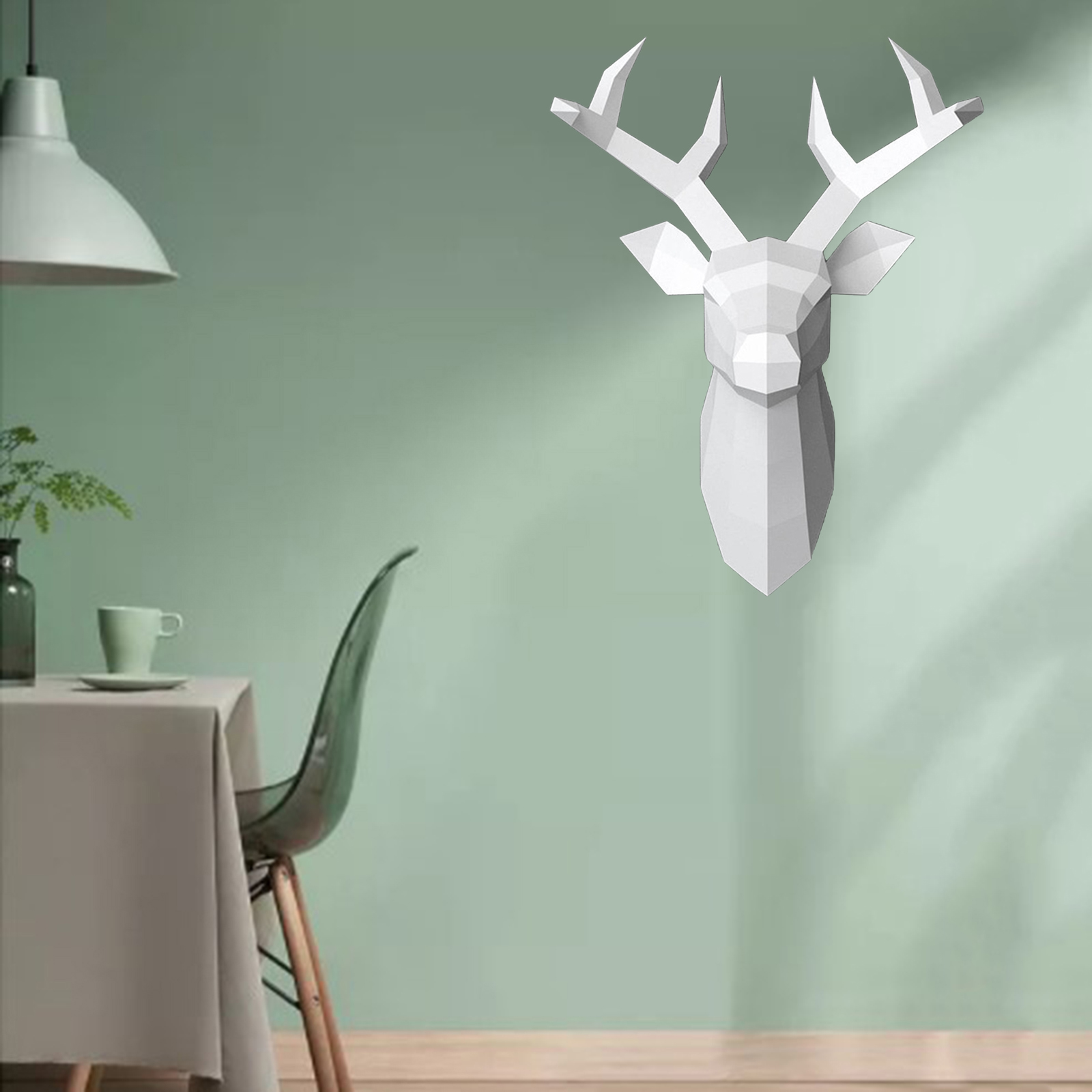 Wall Art Sculpture Deer Head Wall Decor Paper Sculpture Kit Decoration Antlers Papercraft Animal Trophy