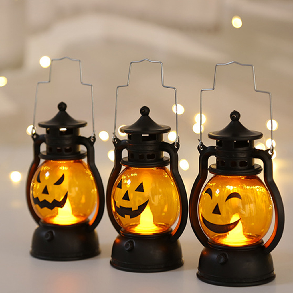 3x Halloween Decoration LED Pumpkin Battery Operated Lantern Light Lamp Decorations for Home Dining Room Bedroom Decor