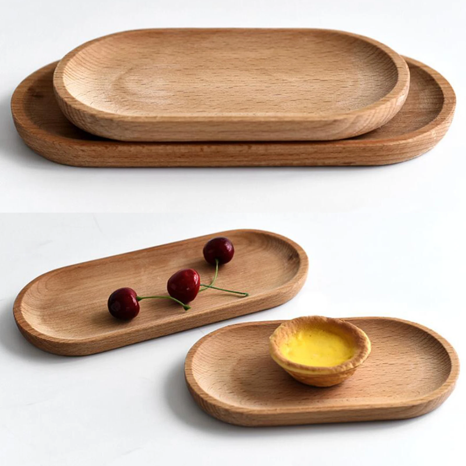 Madouda Natural Round Wood Tray Reusable Wood Plates Serving Tray Elegant Appetizer Plates Party Dinner Plates Steak Plate Coffee Tea Serving Tray 11X 11 Inches 