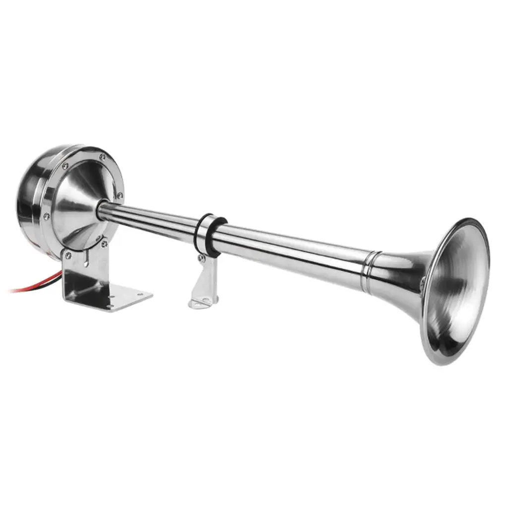24V Single Trumpet Air Horn Super Loud 150dB for Trucks Boats SUV Trains, Easy to Install