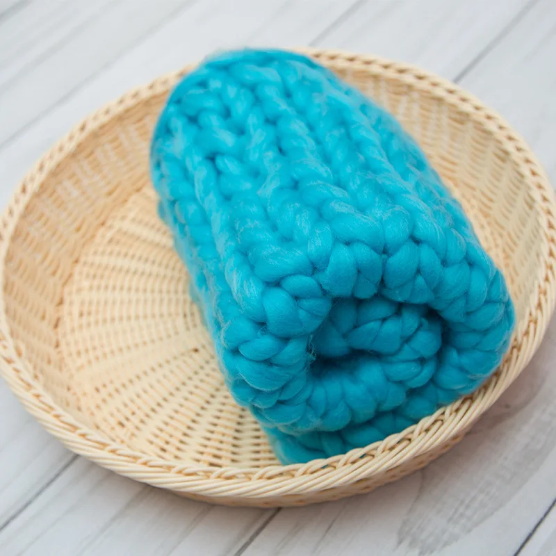 Mão tricô lã cobertor para bebê recém-nascido,