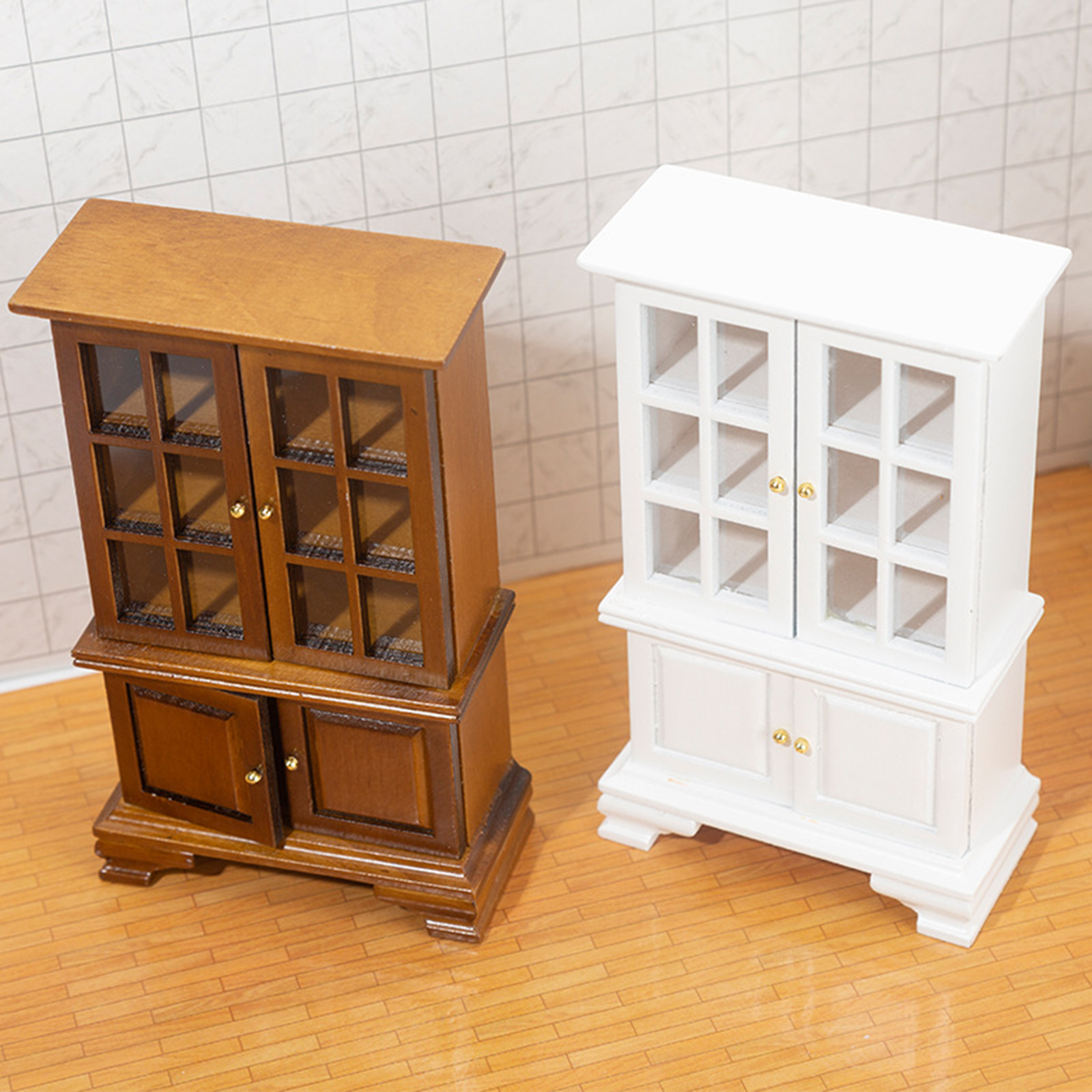 Doll House Miniature Handcraft Wooden Cabinet Bookcase 1:12 Dollhouse Bedroom Living Room Furniture Life Scene Accessory Toys