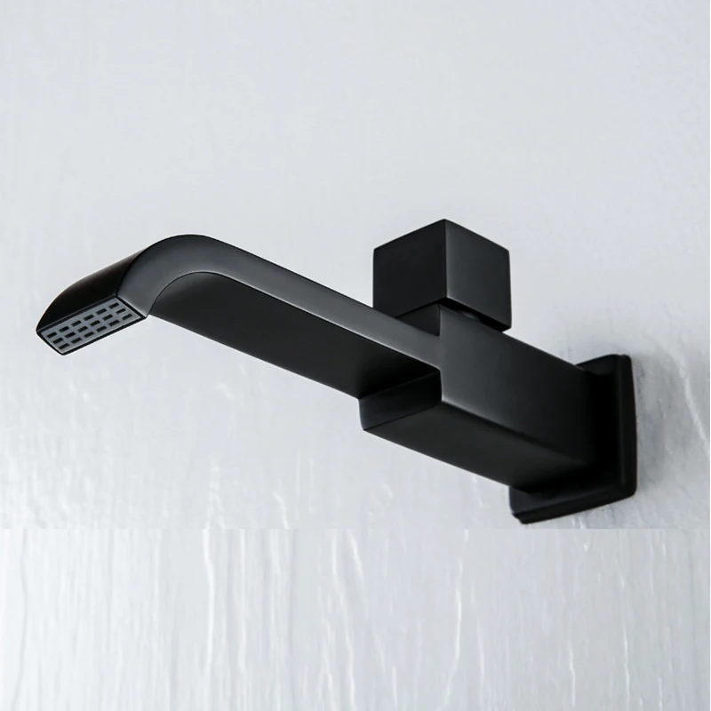 robinet de lavabo mural en robinet poignée accessoires de salle de bain froide robinets noir argent
