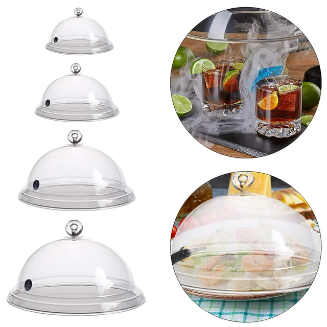 Smoking Cloche Dome Cover for Plates Bowls, Dome Lid Smoking Gun Plastic Covers, Suitable for Bar BBQ Drinks Cooking Meat Cheese Cocktails Steak