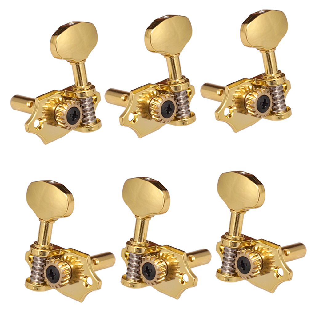 Tooyful 3x Left + 3x Right Gold Acoustic/Classical Guitar Replacement Tuning Pegs Tuning Keys Tuners Gear Ratio: 18:1