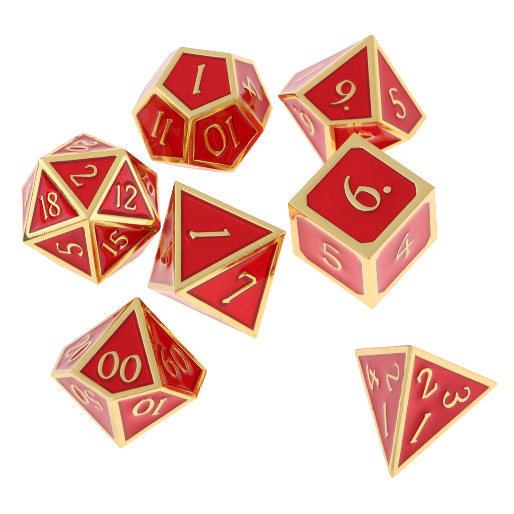 7 Pieces Alloy Metal Dice Polyhedral Dice D20 D12 D10 D8 D6 D4 for Dungeons and