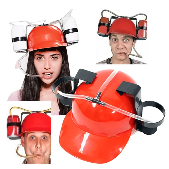 Douhoow Miners Drinking Hat Lazy lounge Beer Soda Guzzler Helmet Creative  Party Handsfree Drink Toy 