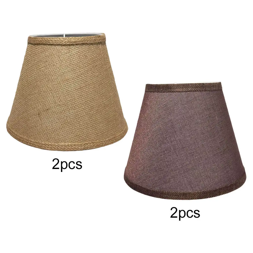 2Pcs Pastoral Style Table Light Lamp Shades Decor Lamp Cover Replacemen Lighting Linen Lampshades for Dining Room Office Hotel