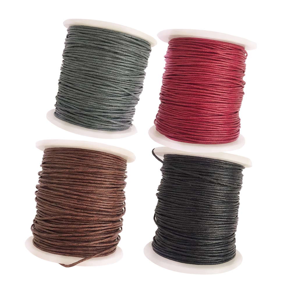 4 Rolls Cotton Thread Waxed Cord for Tassel Decor Charm Pendant