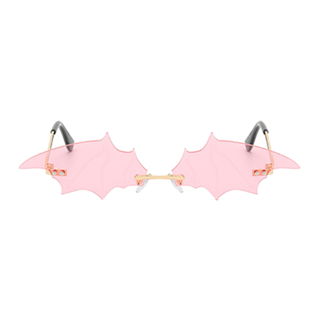 Women's Small Cat Eye Sunglasses Luxury Rimless Punk Sun Glasses Bat Shape