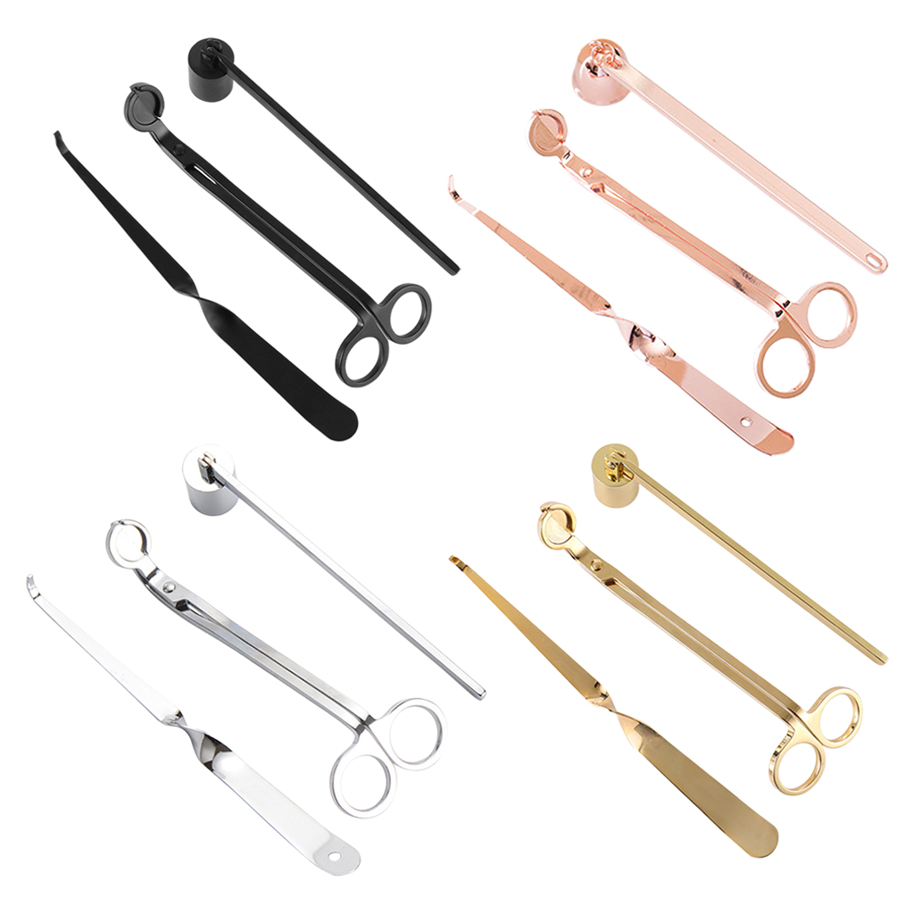 Pack of 3 Candle Accessory Set Tools Wick Trimmer, Wick Snuffer Wick Dipper Stainless Steel Candle Caring Tools for Wedding